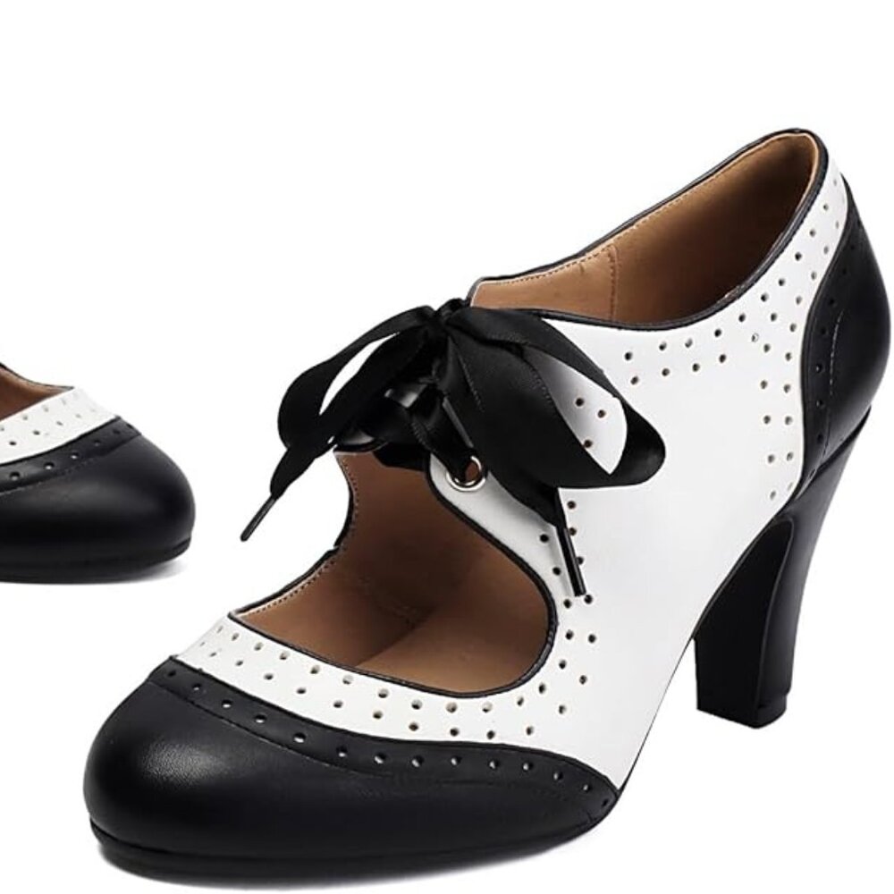 NEW! Women's Mary Jane Vintage Close Round Toe Lace Up Vintage Style 1950's - Picture 5 of 5